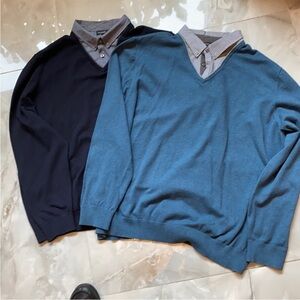 Autograph Black and Blue V-Neck Sweaters Knit